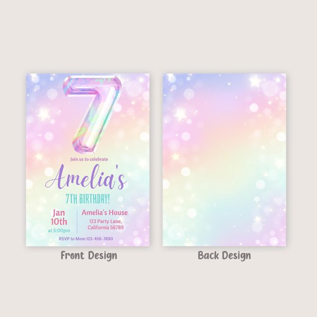 7th Birthday Invitation Girl 7th Birthday Party In (Creator Uploaded)