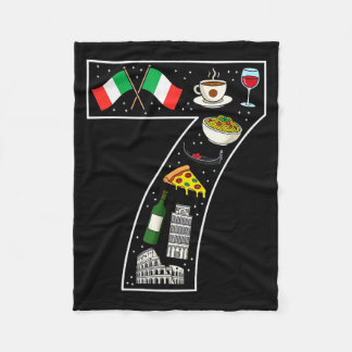 7th Birthday Italian Culture 7 Year Old Italy Flag Fleece Blanket