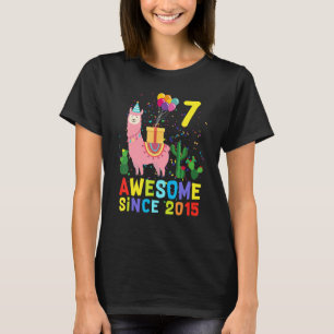 7th Birthday Llama Llamazing Awesome Since 2015 7  T-Shirt