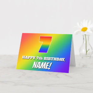 7th Birthday: Multicolored Rainbow Pattern # 7 Card