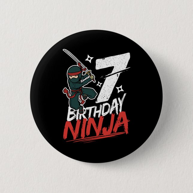 7th Birthday Ninja Im 7 Years Old 6 Cm Round Badge (Front)