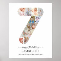 7th Birthday Number 7 Photo Collage Custom Picture