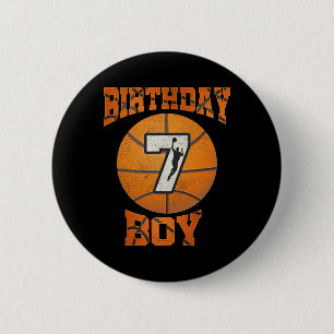 7th Birthday Outfit Boy Basketball Seven 7 Year Ol 6 Cm Round Badge