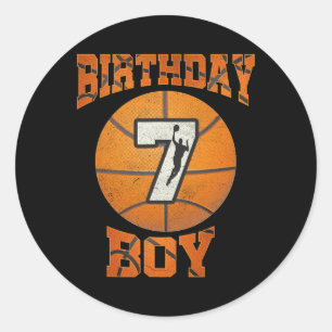 7th Birthday Outfit Boy Basketball Seven 7 Year Ol Classic Round Sticker
