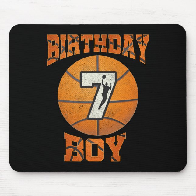 7th Birthday Outfit Boy Basketball Seven 7 Year Ol Mouse Pad (Front)