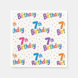 7th Birthday Paper Napkins, Seventh Birthday Party Napkin