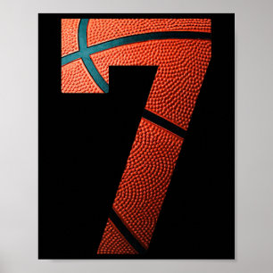 7th Birthday Party Basketball Print Number 7 Tee 