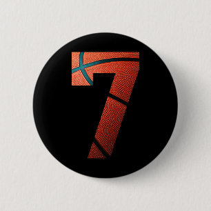 7th Birthday Party Basketball Print Number 7 Tee 6 Cm Round Badge
