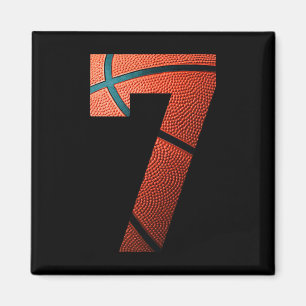 7th Birthday Party Bysketbyll Print Number 7 Tee Magnet