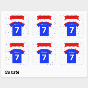 7th birthday party Custom text and name Square Sticker