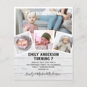 7TH Birthday Photo Collage Invite Boy Girl Mixed Flyer