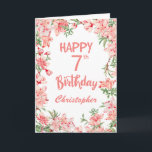 7th Birthday Pink Peach Peonies Watercolor Floral  Card<br><div class="desc">7th Birthday Pink Peach Peonies Watercolor Floral Birthday Card. For further customisation,  please click the "Customise it" button and use our design tool to modify this template.</div>