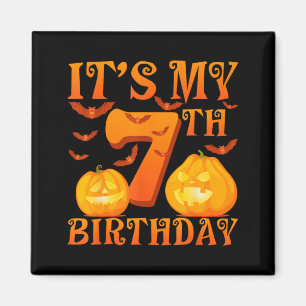 7th Birthday Pumpkins 7 Years Old Halloween Day Magnet