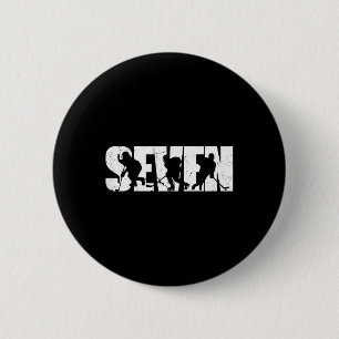 7th Birthday Retro Ice Hockey 7 Years Old Boy Girl 6 Cm Round Badge