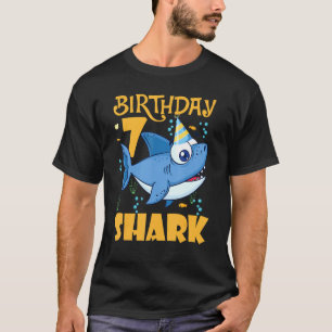7th Birthday Shark 7 Years Old For Kids Youth Chi T-Shirt