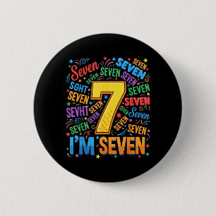 7th Birthday Shirt Boy 7yr Seven 7 Year Old Girls 6 Cm Round Badge