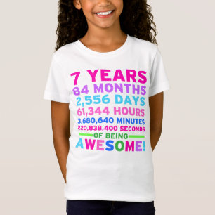 7th Birthday Shirt Boy Girl Seven Years of Awesome
