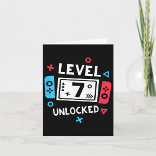 7th Birthday Shirt Boy Level 7 Unlocked Video Game Card
