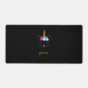 7th Birthday Shirt Cat Unicorn Girls Birthday T-Sh Desk Mat
