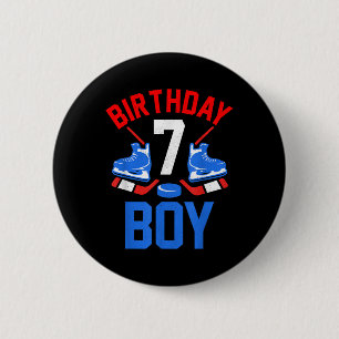 7th Birthday Shirt For Girls Boys 7 Yrs Old Ice Ho 6 Cm Round Badge