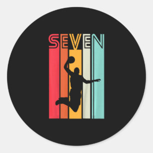 7th Birthday Sketll Lover Gift 7 Years Old Retro Classic Round Sticker