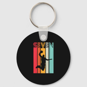 7th Birthday Sketll Lover Gift 7 Years Old Retro Key Ring