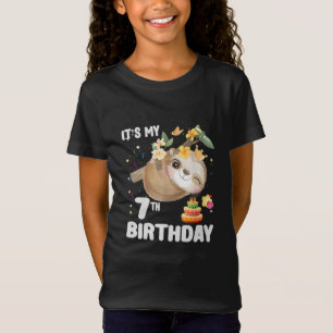 7th Birthday Sloth Girl Party Cute Sloth Lover T-Shirt