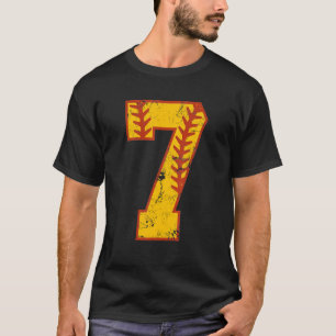 7th Birthday Softball  Bdy Seven 7 Year Old Girl T-Shirt