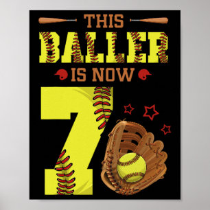 7th Birthday Softll This Ller Is Now Seven Girl 7 Poster