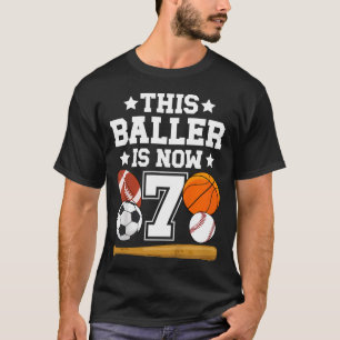7Th Birthday Sports Birthday Party Seven Year Old T-Shirt
