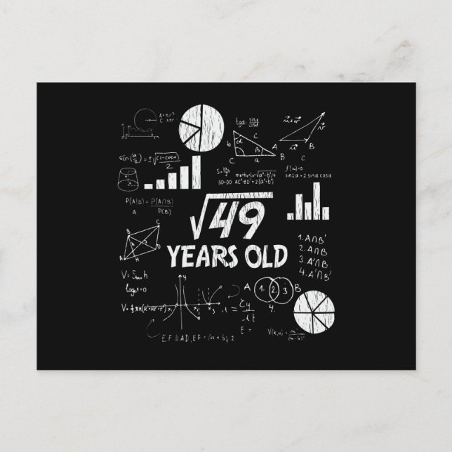 7th Birthday Square Root of 49 - 7 Years Old Bday Postcard (Front)