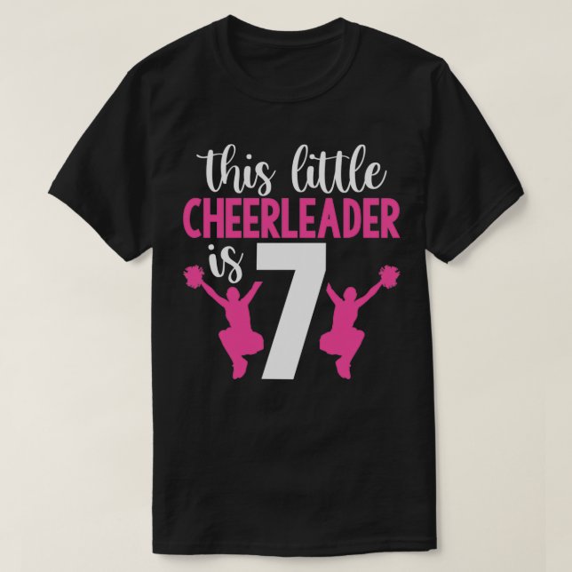 7th Birthday This Little Cheerleader Is 7 Girls Ch T-Shirt (Design Front)