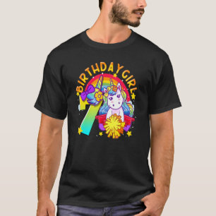7th Birthday Unicorn Cheerleader Girl Rainbow Chee T-Shirt
