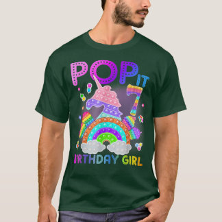 7th Birthday Unicorn Fidget Pop It Birthday Girl 7 T-Shirt