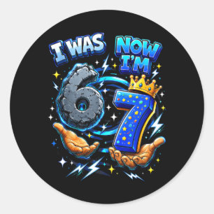 7th Birthday Was 6 7 Six Seven 6 7 Meme Kids Boys Classic Round Sticker