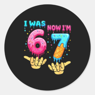 7th birthday was 6 7 six seven 6 7 meme kids boys classic round sticker
