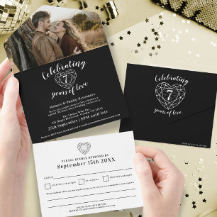 7th black onyx wedding anniversary RSVP photo All In One Invitation
