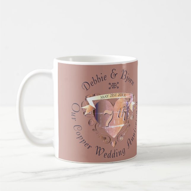 7th Copper Wedding Anniversary  Coffee Mug (Left)