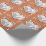 7th copper wedding anniversary heart photo wrap wrapping paper<br><div class="desc">Wedding anniversary wrapping paper in copper red orange coloured tones. Personalise this anniversary paper with your own photo and relatives or friends name and anniversary year. Currently reads To our Daughter and Son-in-law Happy Copper Anniversary 7 years. Copper effect in a heart shape printed graphics 7th Wedding Anniversary wrapping paper...</div>