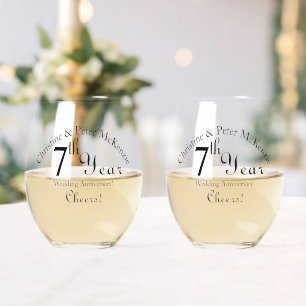 7th Copper-Wedding Anniversary Signature Stemless Wine Glass