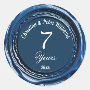 7th Copper Wedding Blue Wax Seal Sticker