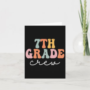 7th Grade Crew Retro Groovy Women Happy First Day Card