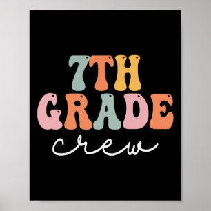 7th Grade Crew Retro Groovy Women Happy First Day Poster