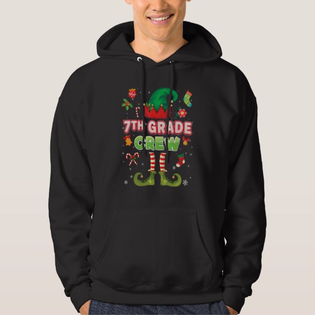 7th Grade Elf Crew Christmas Santa Helper Seventh  Hoodie (Front)