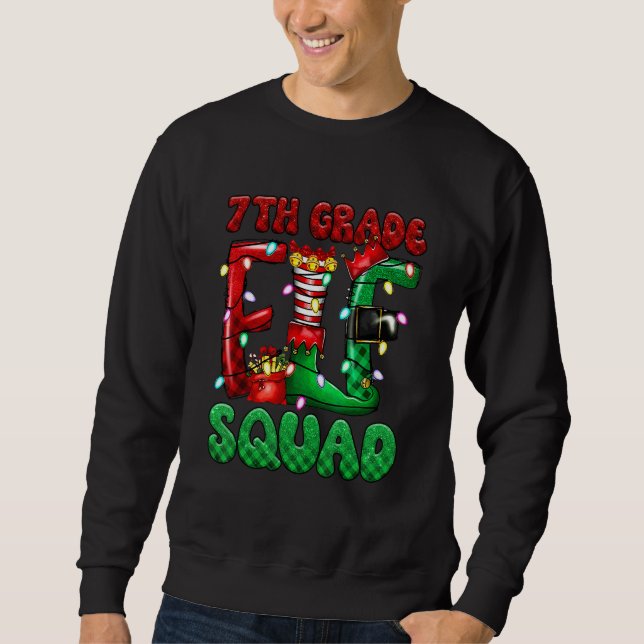 7th Grade Elf Squad Teacher Elf Christmas Sweatshirt (Front)