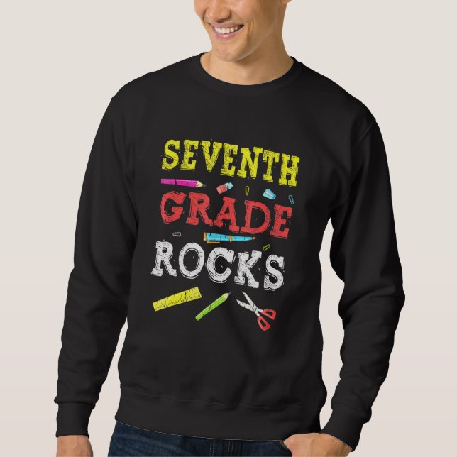 7th Grade Rocks Back To School Teacher Sweatshirt (Front)