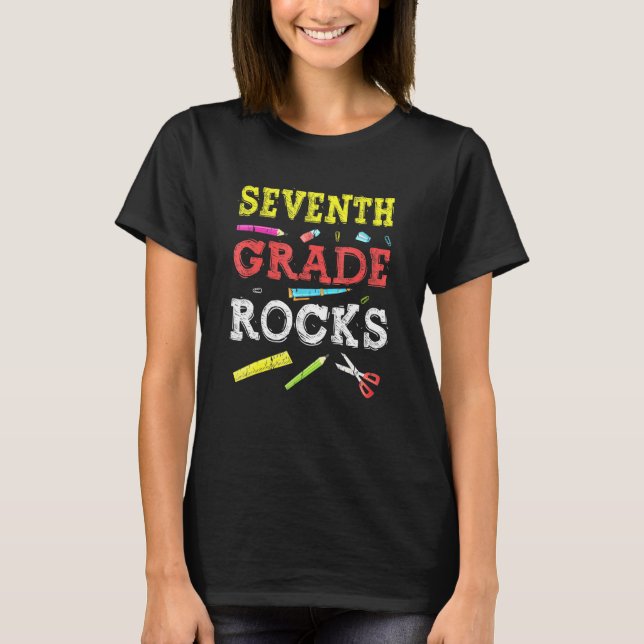 7th Grade Rocks Back To School Teacher T-Shirt (Front)