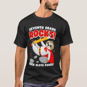 7th Grade Rocks Superhero Sloth Back to School Kid T-Shirt