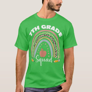 7th Grade Squad Leopard Rainbow Teacher Student T- T-Shirt