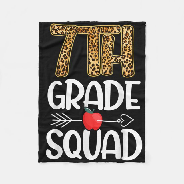 7th Grade Squad Leopard Themes Gift Seventh Grade  Fleece Blanket (Front)